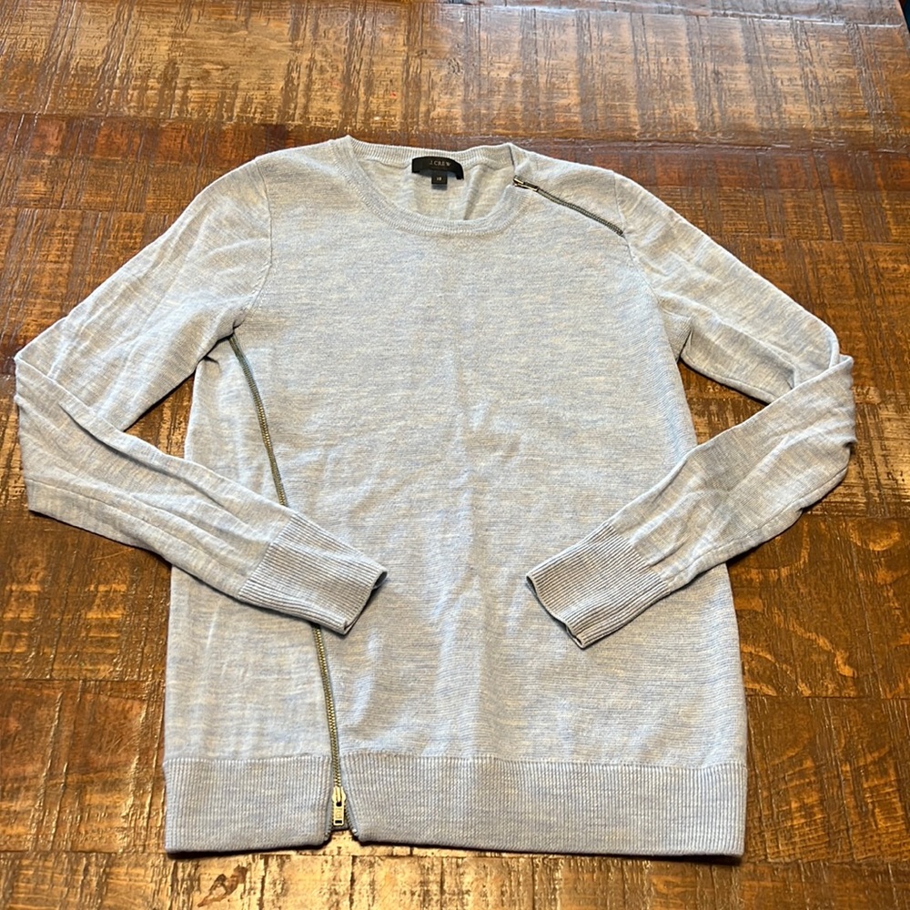 J Crew Blue Sweater With Zipper Detail XS